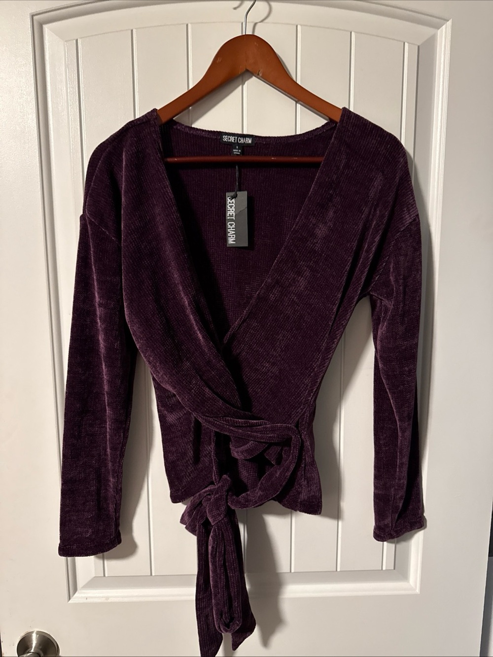 Velvet velour Wrap Tunic in Deep Plum